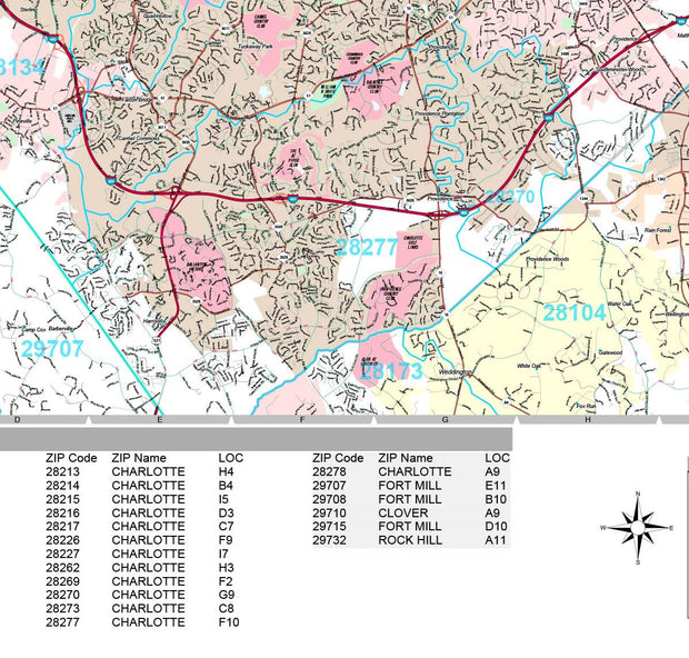 Premium Style Wall Map of Charlotte, NC  by Market Maps