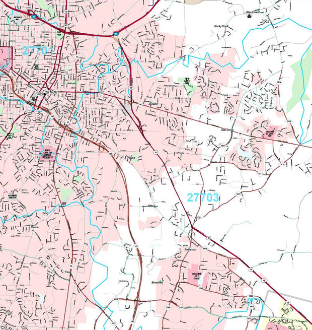 Premium Style Wall Map of Durham, NC by Market Maps