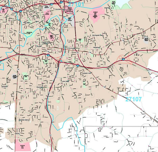 Premium Style Wall Map of Winston Salem, NC by Market Maps