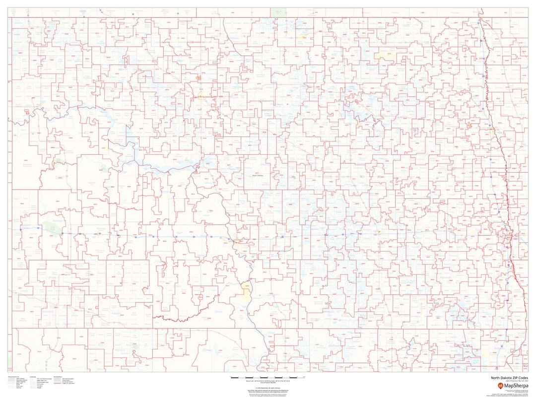 North Dakota Zip Code Map