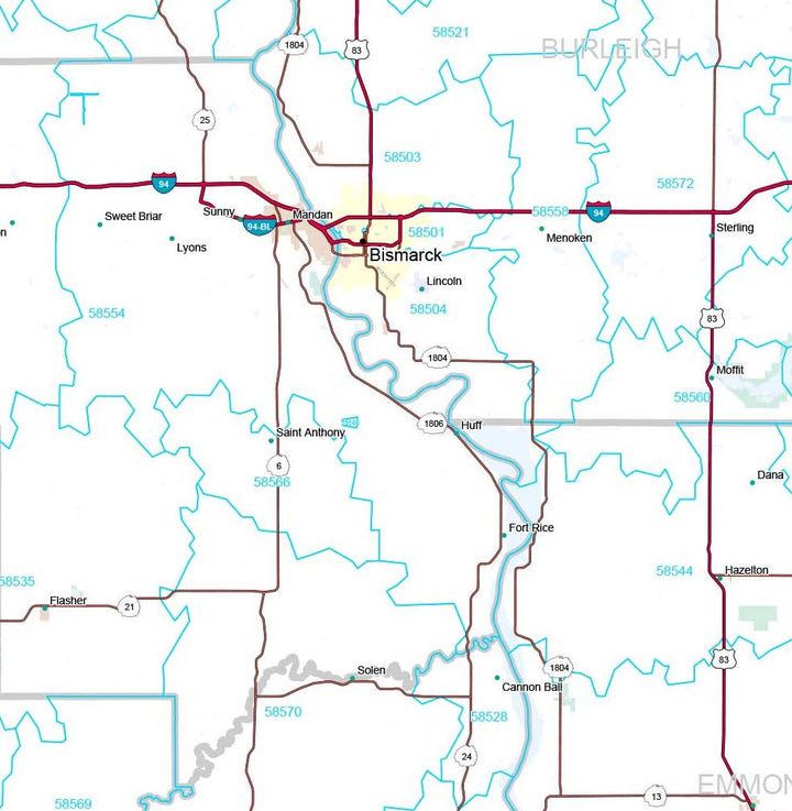 Premium Style Wall Map of North Dakota