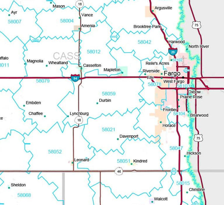 Premium Style Wall Map of North Dakota