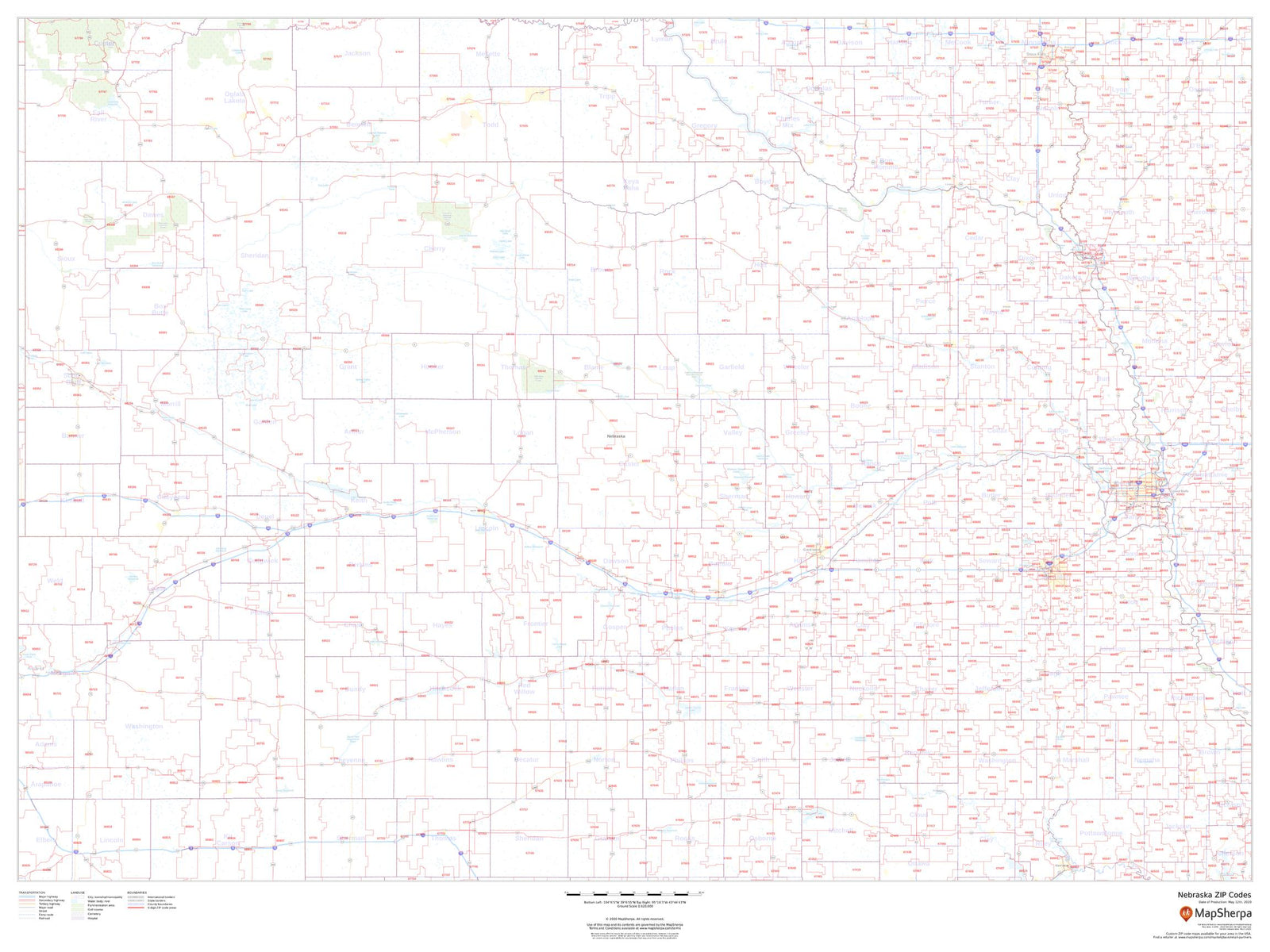 Nebraska Zip Code Map