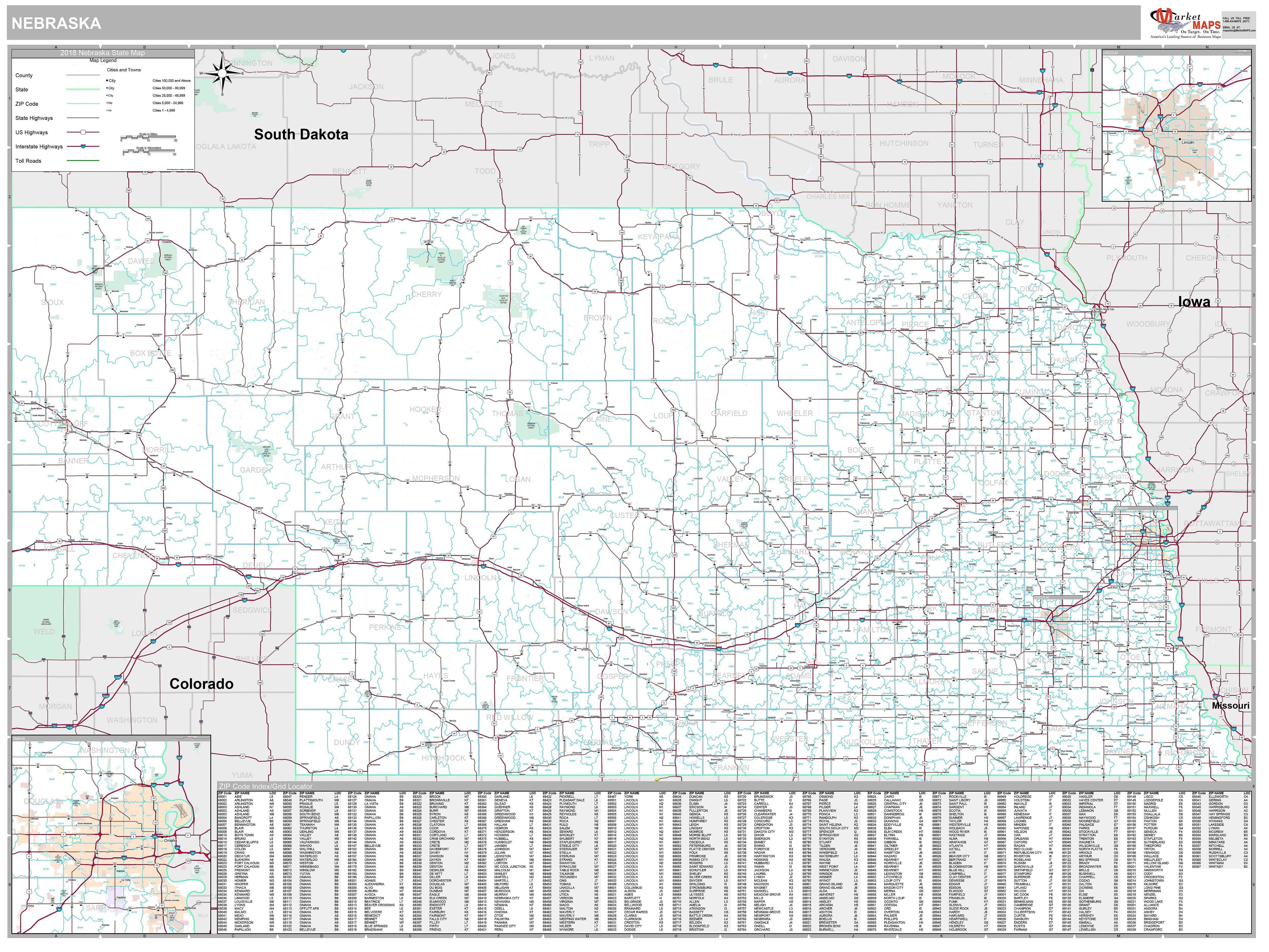 Premium Style Wall Map of Nebraska – American Map Store