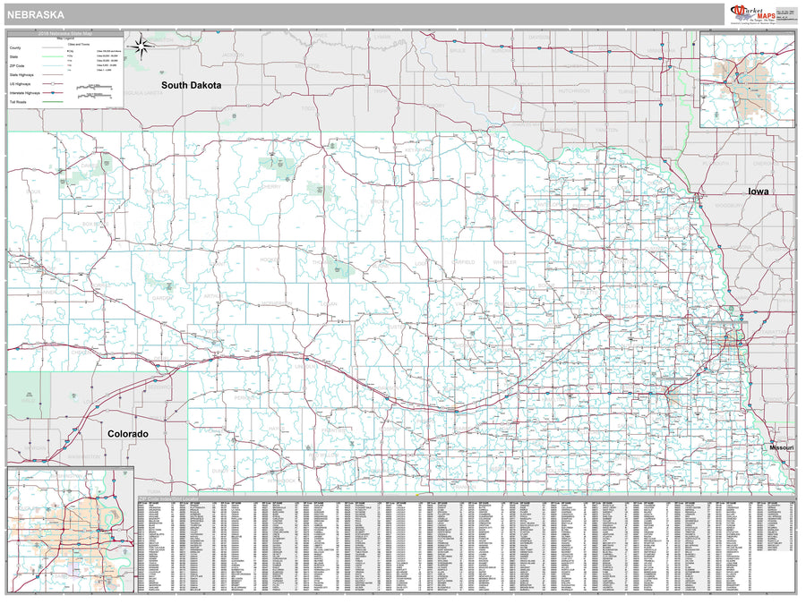 Premium Style Wall Map of Nebraska – American Map Store