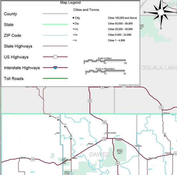 Premium Style Wall Map of Nebraska by Market Maps