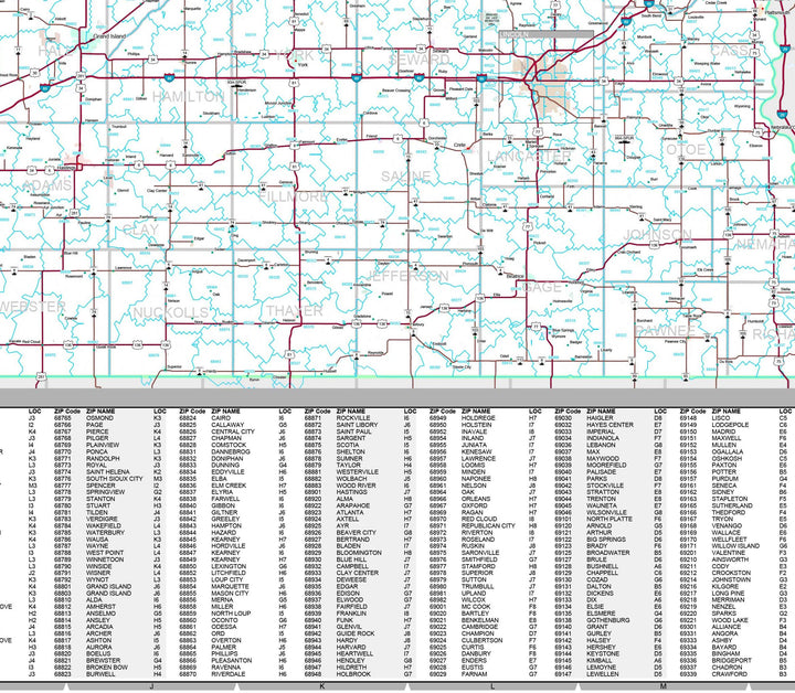 Premium Style Wall Map of Nebraska