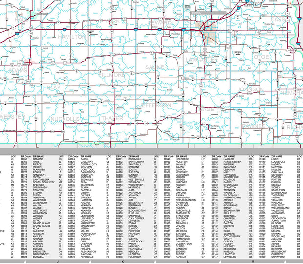 Premium Style Wall Map of Nebraska by Market Maps