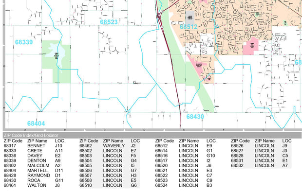 Premium Style Wall Map of Lincoln, NE by Market Maps