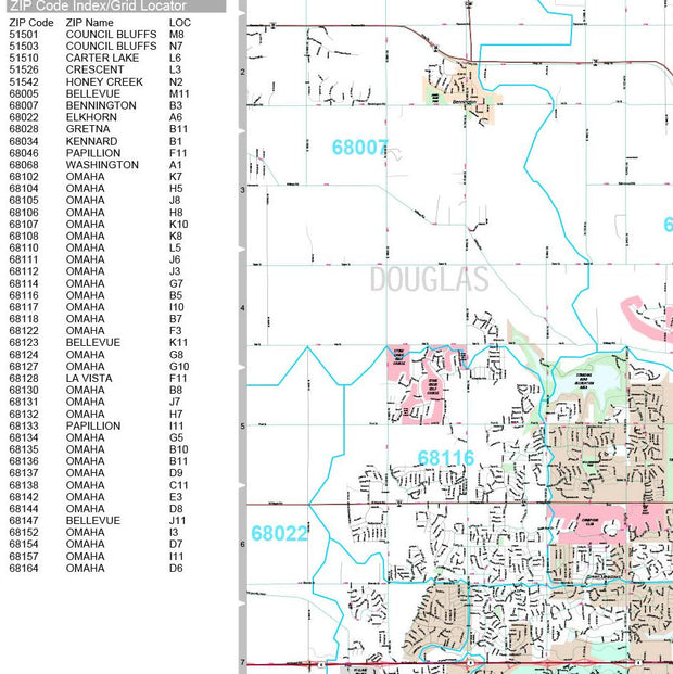 Premium Style Wall Map of Omaha, NE by Market Maps