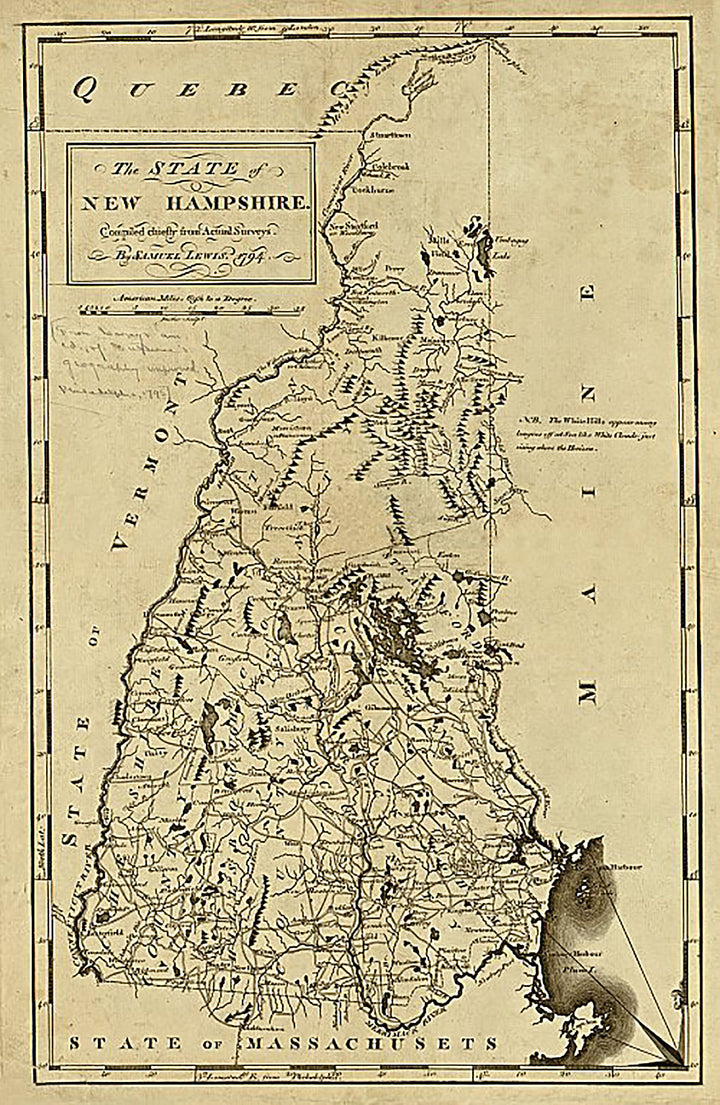 The State of New Hampshire compiled chiefly from actual surveys by Samuel Lewis, 1794