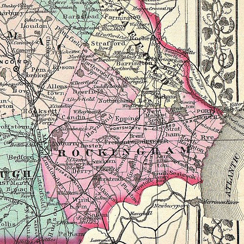 County and Township Map of the States of New Hampshire and Vermont by S. A. Mitchell, 1877