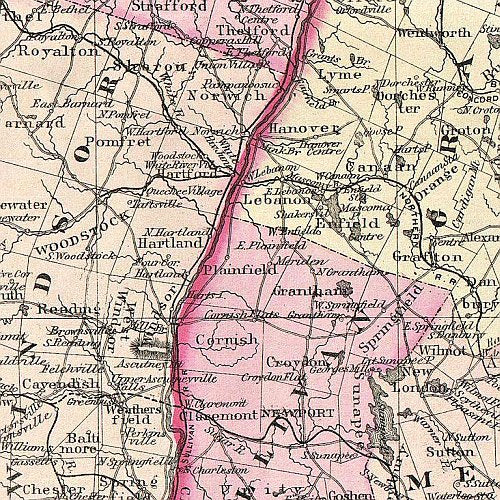 County and Township Map of the States of New Hampshire and Vermont by S. A. Mitchell, 1877