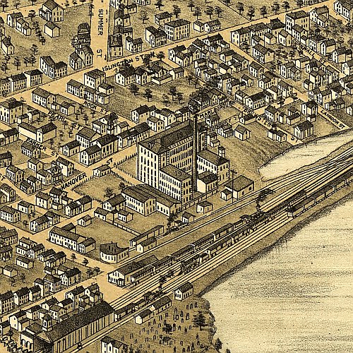 Bird's eye view of Portsmouth, New Hampshire by A. Ruger, 1877