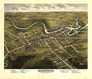 Bird's eye view of Rochester, New Hampshire by J. J. Stoner, 1877