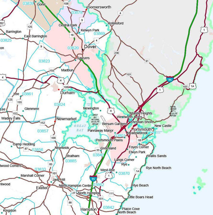 Premium Style Wall Map of New Hampshire