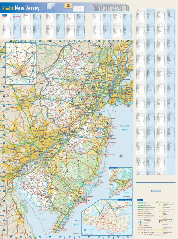 New Jersey Wall Map by Globe Turner