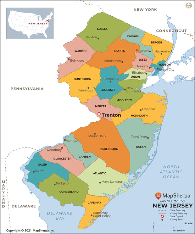 New Jersey County Map