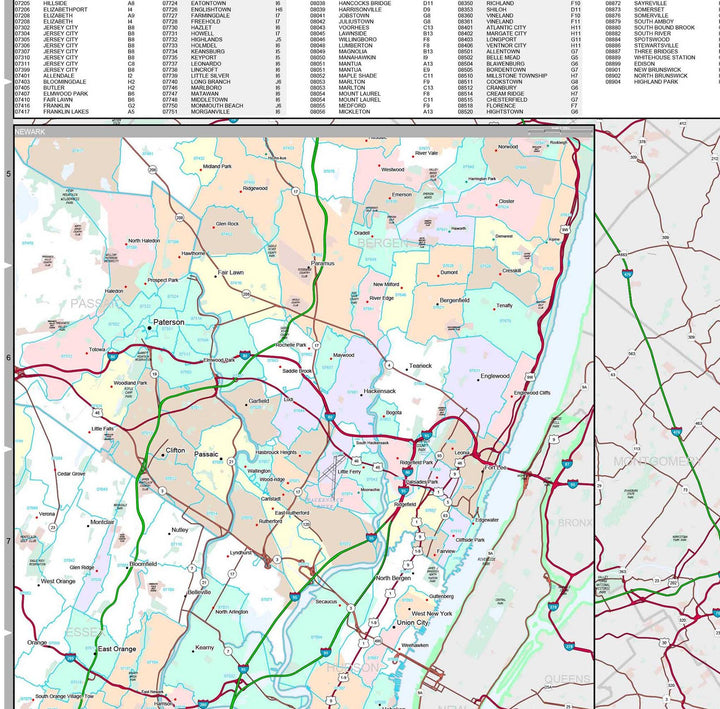 Premium Style Wall Map of New Jersey