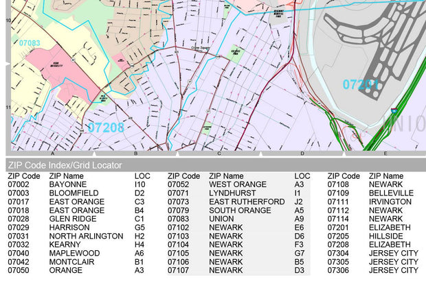 Premium Style Wall Map of Newark, NJ by Market Maps