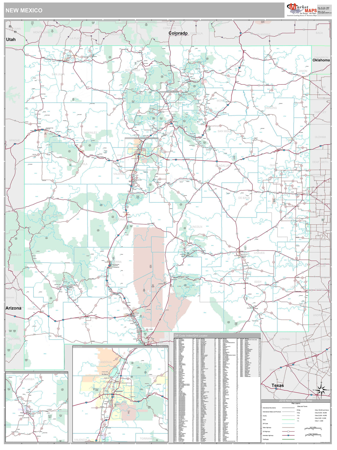 Premium Style Wall Map of New Mexico