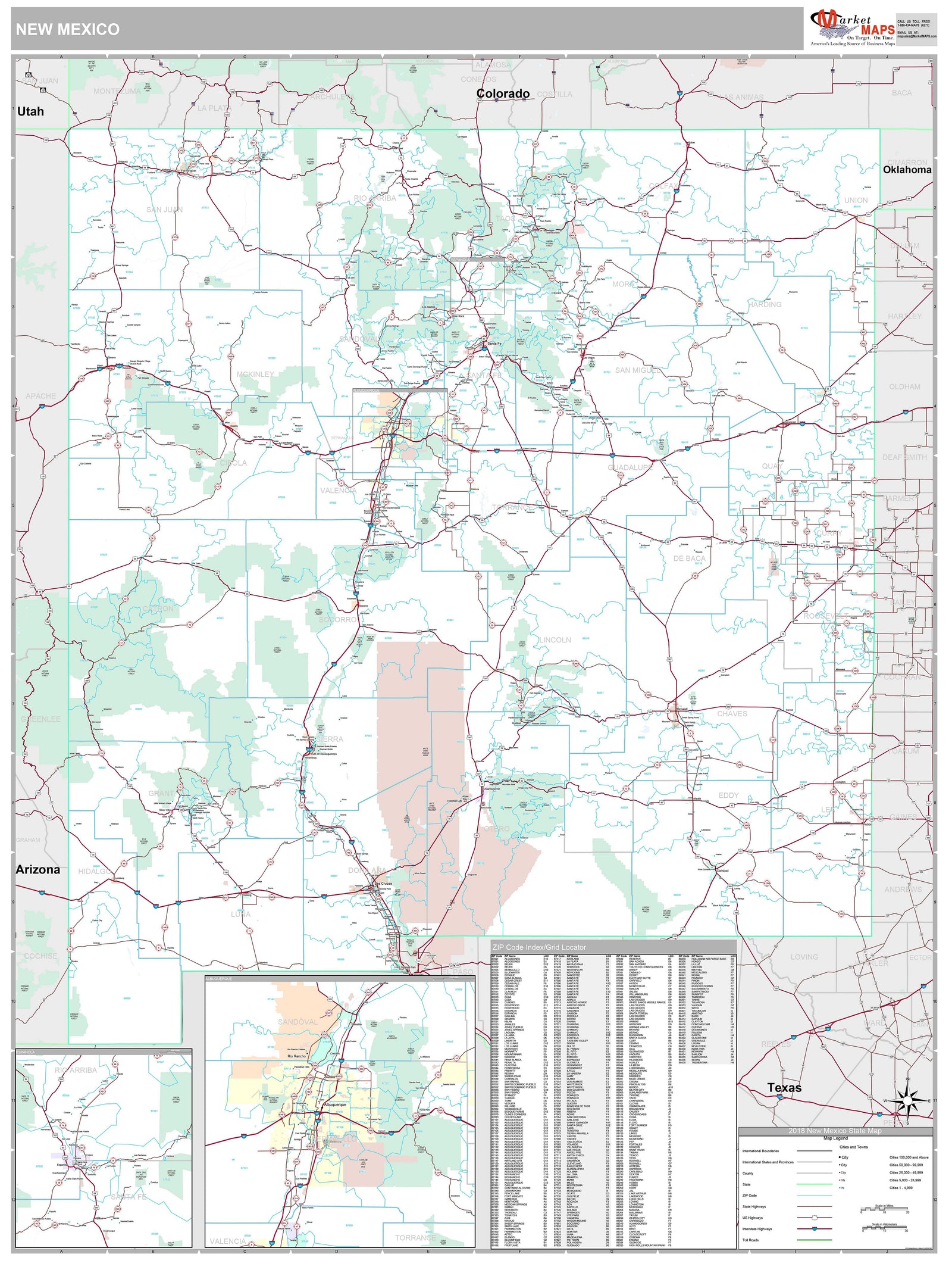 Premium Style Wall Map of New Mexico