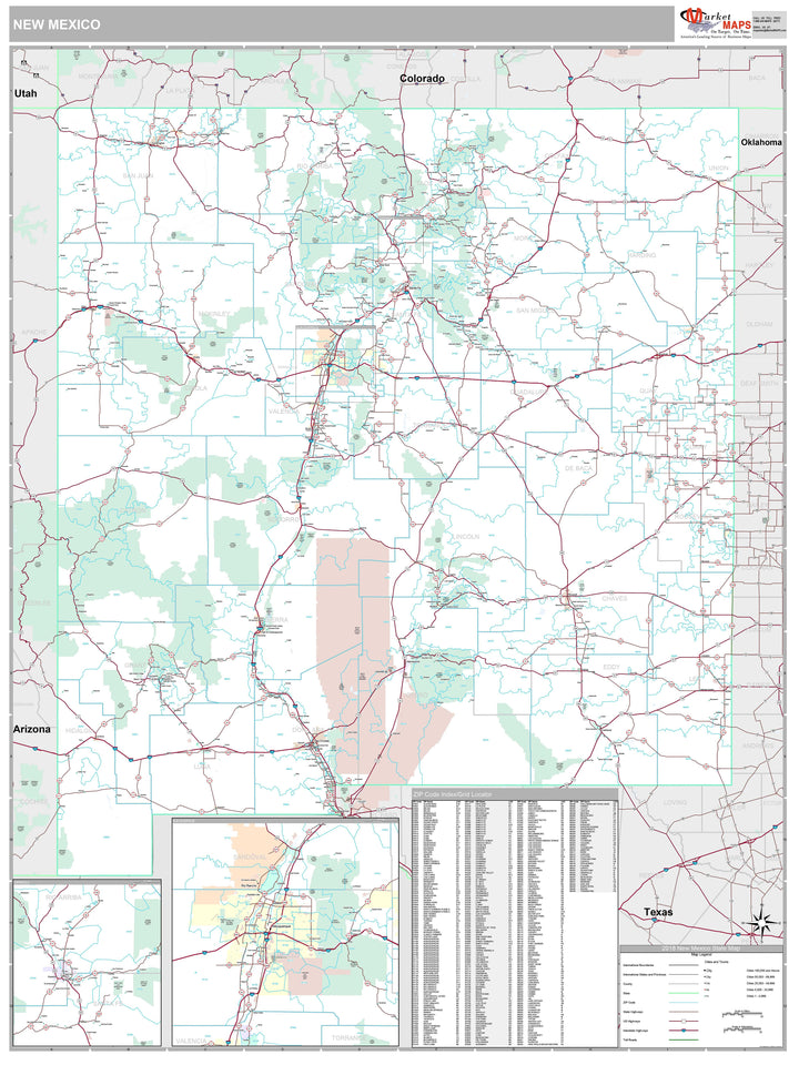 Premium Style Wall Map of New Mexico