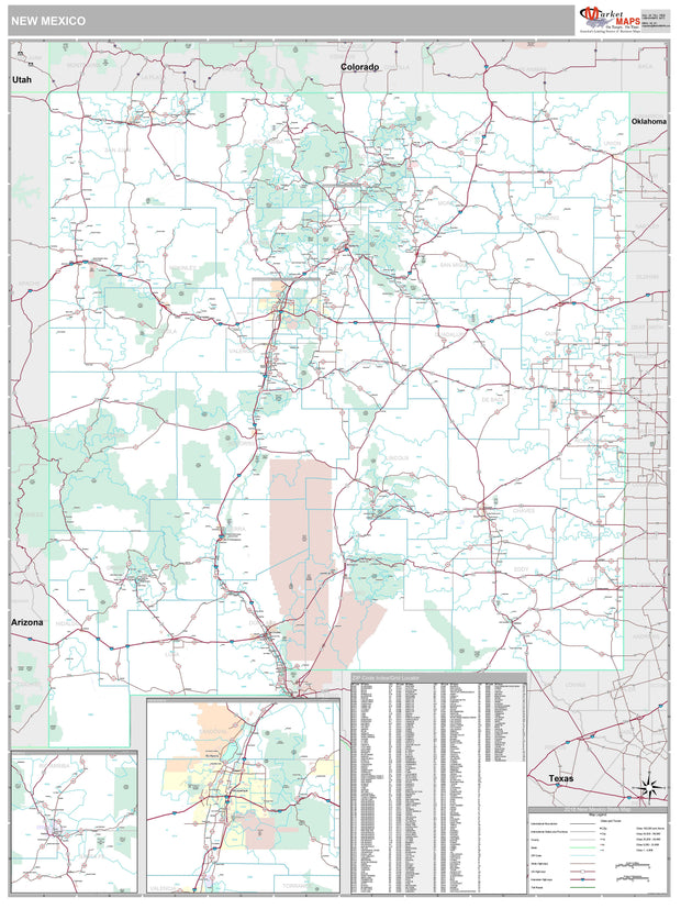 Premium Style Wall Map of New Mexico by Market Maps