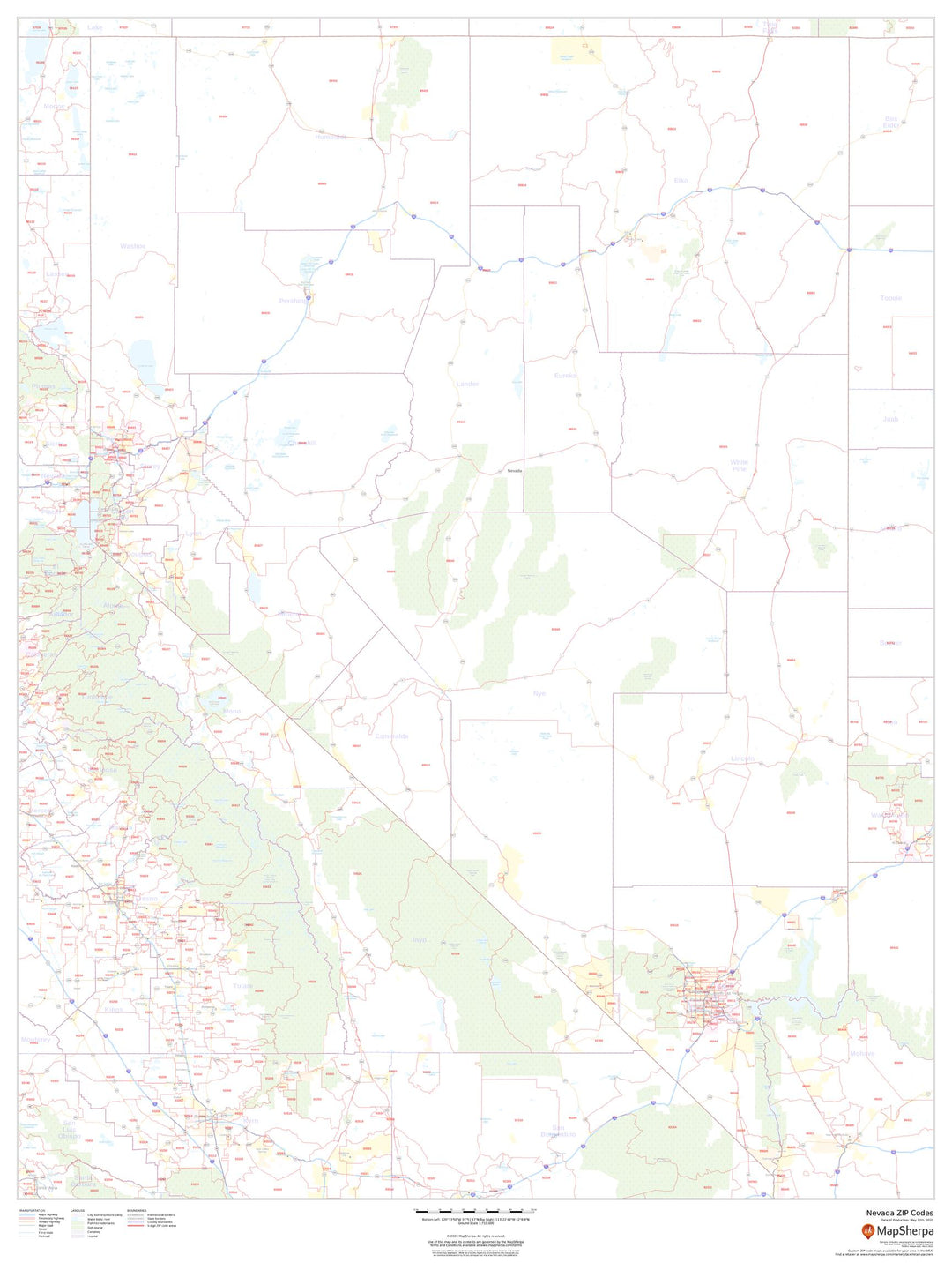 Nevada Zip Code Map