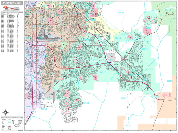 Premium Style Wall Map of Henderson, NV. by Market Maps