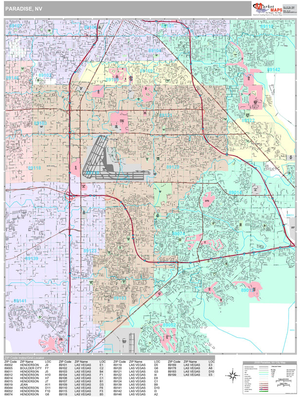 Premium Style Wall Map of Paradise, NV. by Market Maps