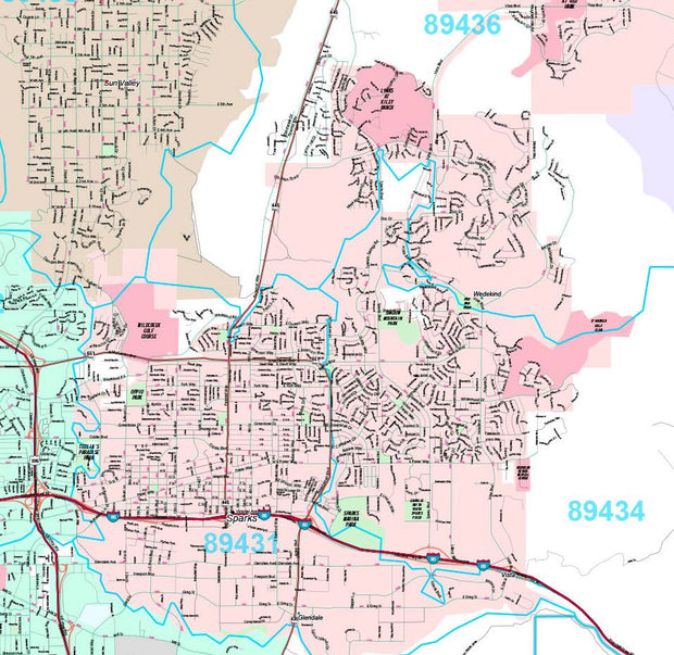 Premium Style Wall Map of Reno, NV. by Market Maps – American Map Store