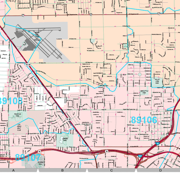 Premium Style Wall Map of North Las Vegas, NV. by Market Maps