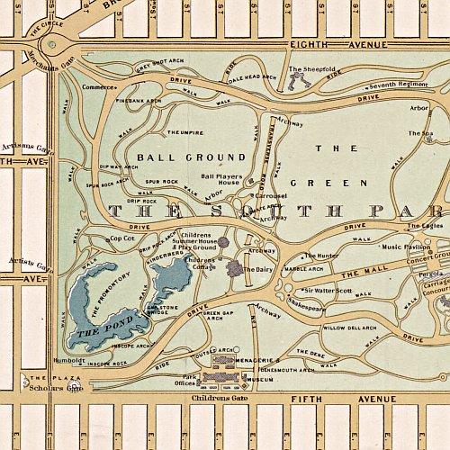 Hinrichs' guide map of the Central Park by Oscar Hinrichs, 1875