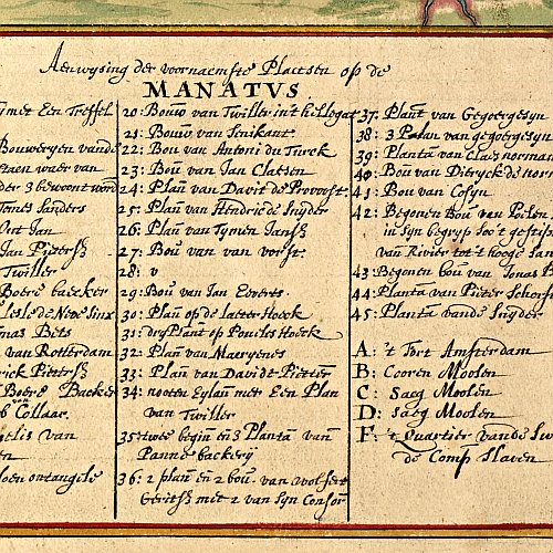 Manatvs gelegen op de Noot [sic] Riuier by Joan Vinckeboons, 1639