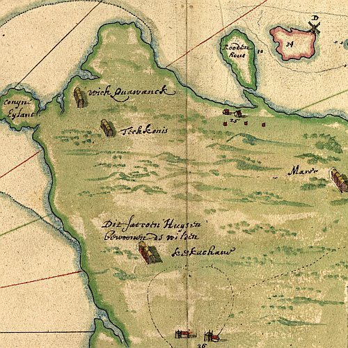Manatvs gelegen op de Noot [sic] Riuier by Joan Vinckeboons, 1639