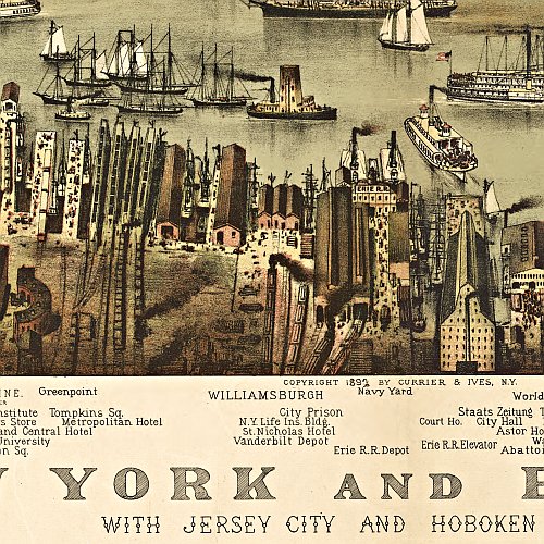 New York and Brooklyn by Parsons &amp; Atwater, pub. by Currier &amp; Ives, 1892