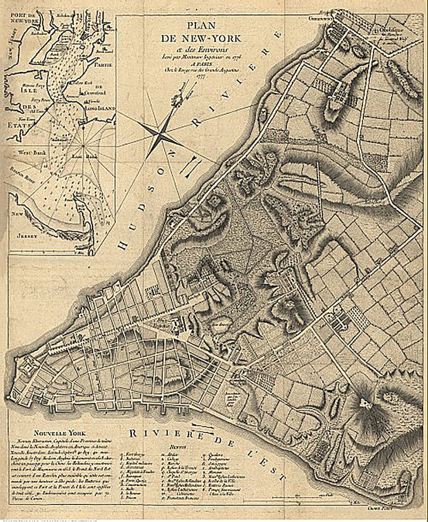 Plan de New-York et des environs, levé par Montrésor, ingénieur en 1775
