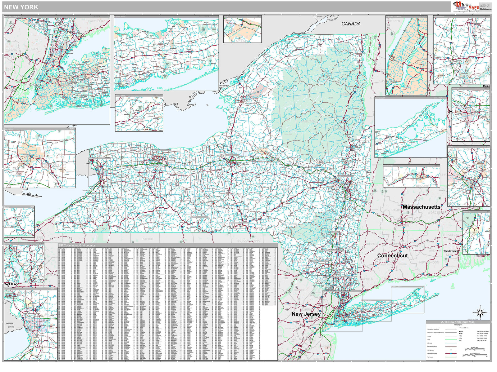 Premium Style Wall Map of New York