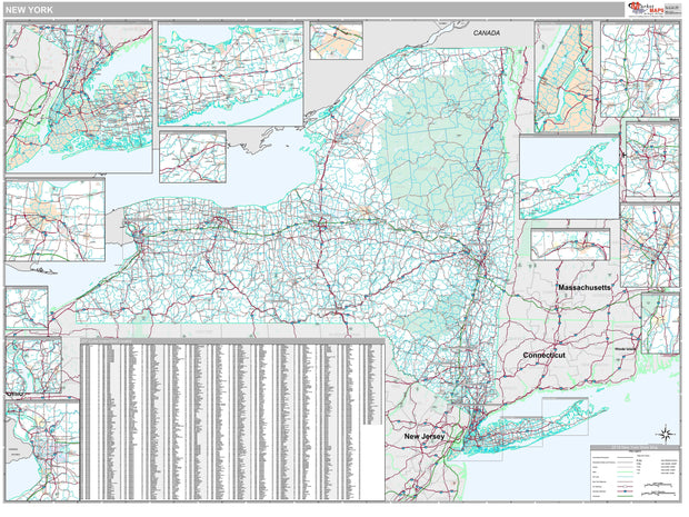 Premium Style Wall Map of New York by Market Maps