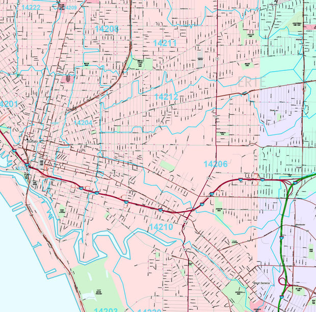 Premium Style Wall Map of Buffalo, NY by Market Maps