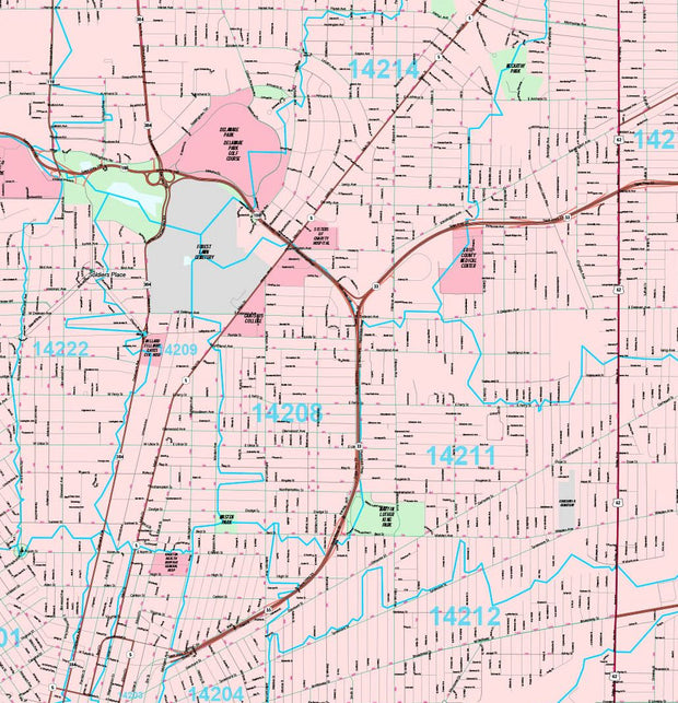 Premium Style Wall Map of Buffalo, NY by Market Maps