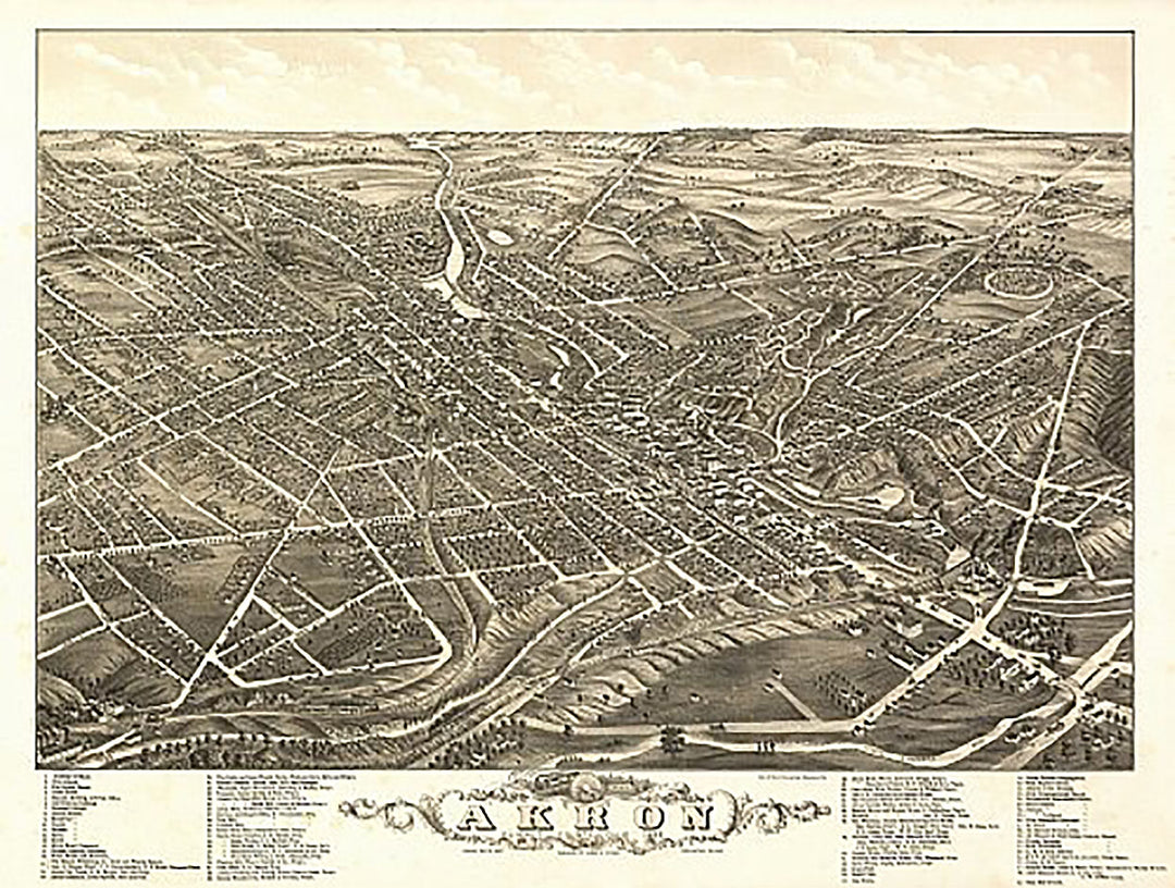Panoramic view of Akron, Ohio by Beck &amp; Pauli, 1882