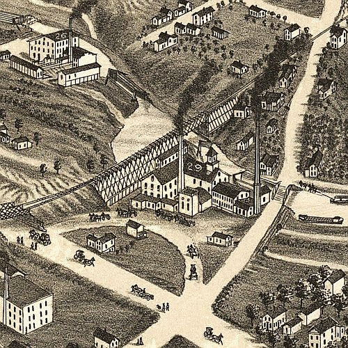 Panoramic view of Akron, Ohio by Beck &amp; Pauli, 1882