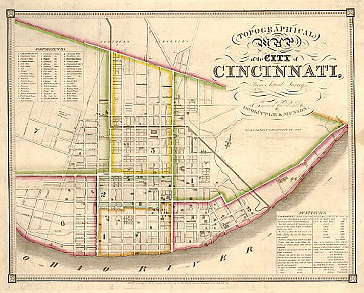 Topographical map of the city of Cincinnati, from actual survey by Doolittle &amp; Munson, 1841