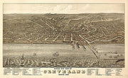 Birds eye view of Cleveland, Ohio by A. Ruger, 1877