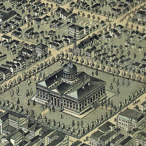 Birds eye view of Columbus, Ohio by H. H. &amp; O. H. Bailey, 1872