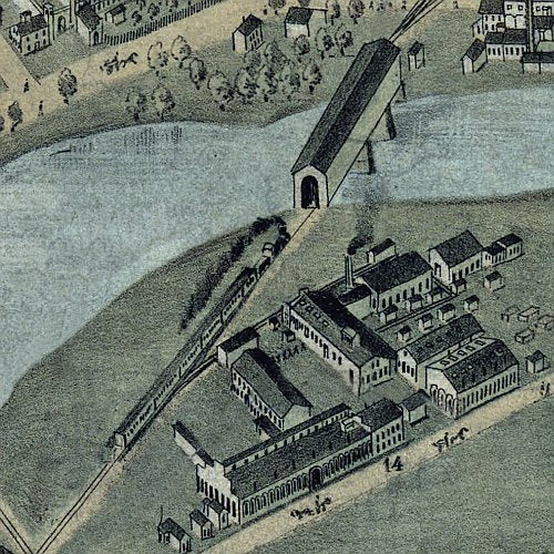 Birds eye view of Columbus, Ohio by H. H. &amp; O. H. Bailey, 1872