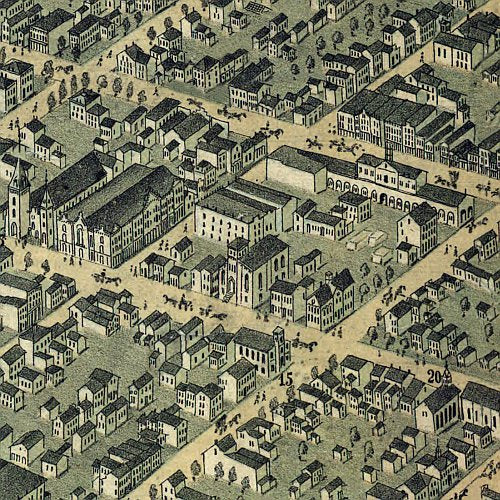 Birds eye view of Columbus, Ohio by H. H. &amp; O. H. Bailey, 1872
