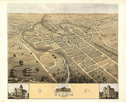 Bird's eye view of the town of Elyria, Ohio by A. Ruger, 1868